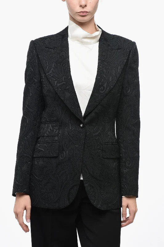 Dolce & Gabbana Single-Breasted Jacquard Blazer With Peak Lapel 38 Italian Size Women's Print Jacket