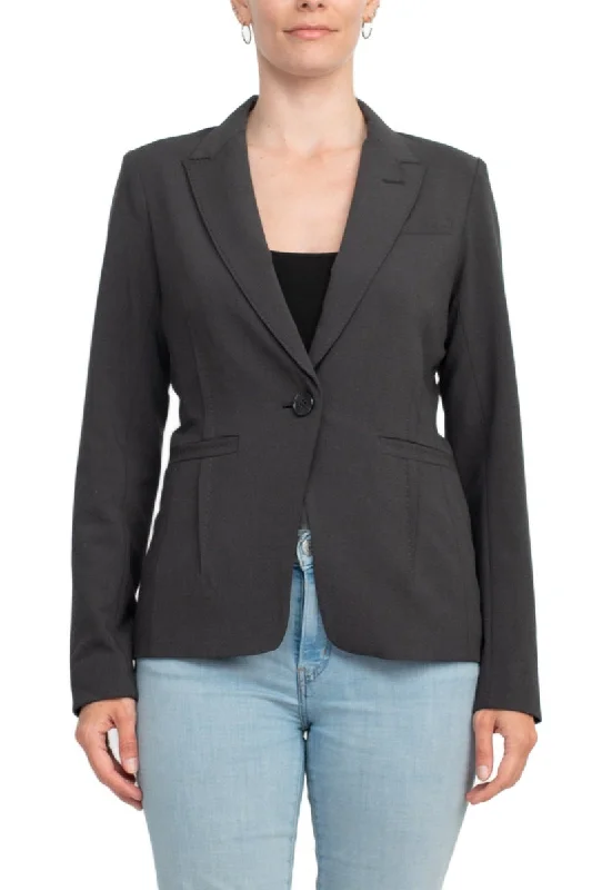 Ecru Designs Lapel Collar One Button Long Sleeve Silt Back Crepe Blazer High-End Women's Suit