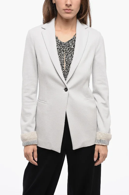 Fabiana Filippi Blended Wool Blazer With Shimmer Ribbed Cuffs 38 Italian Size Women's Patchwork Suit