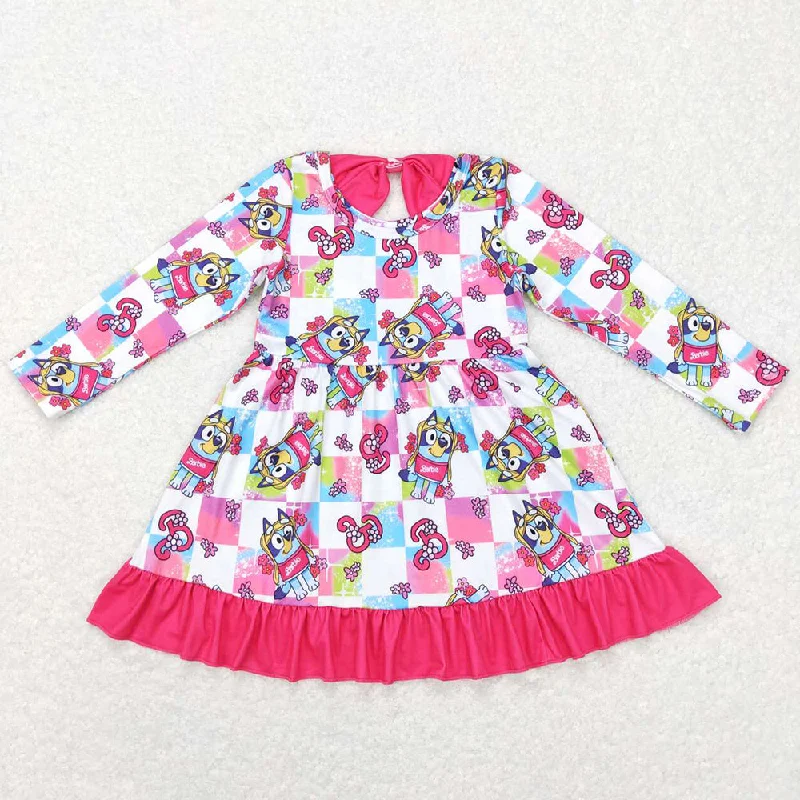 Fashion Baby Girls Dress Cartoon print Boutique Long Sleeve Dresses Bodycon Club Sequined