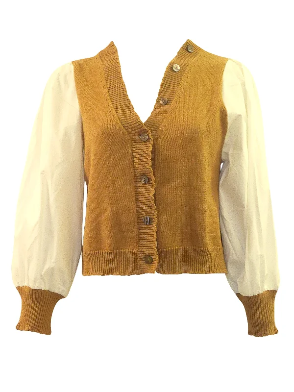 Filovemoda Blouse Sleeve Knit Cardigan Embroidered Appliqued Beaded