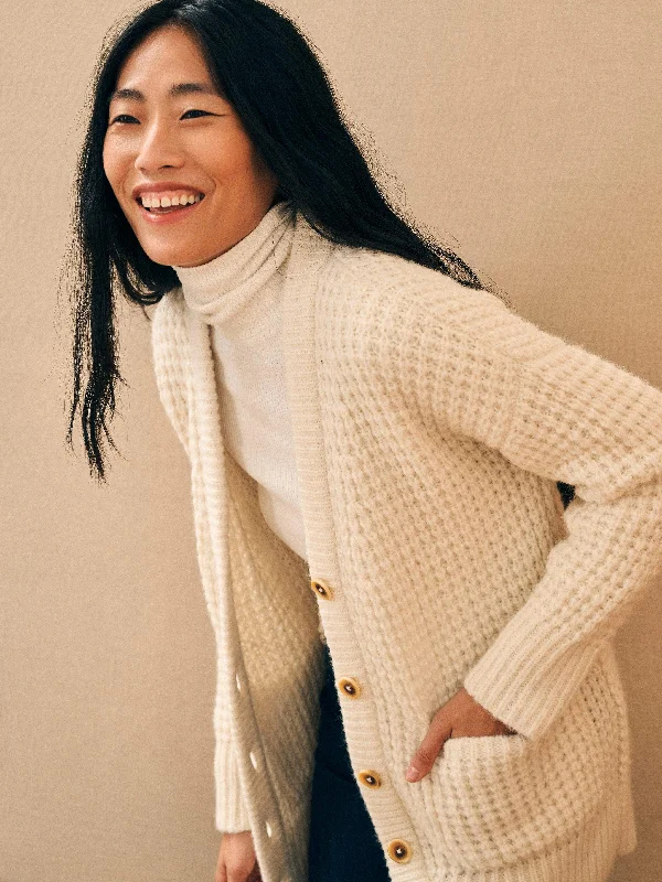 Frost Relaxed Cardigan - Cream Soft Cozy Warm