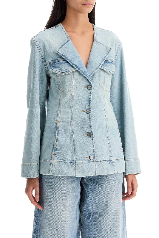 Ganni Slim Fit Denim Stretch Blazer For A Women's Unique Blazer