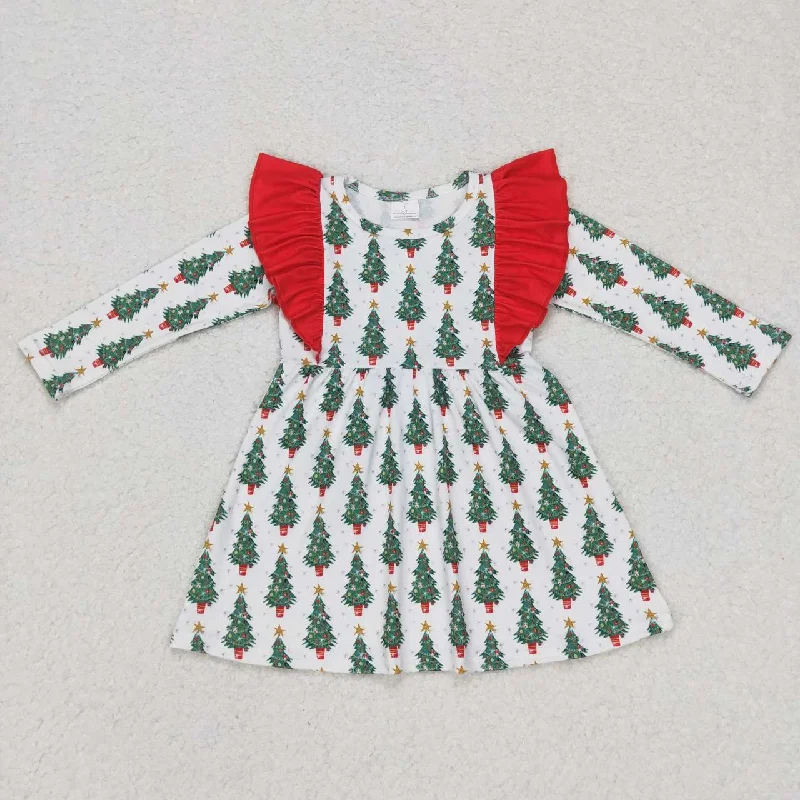 GLD0377 Star Christmas tree red lace white long-sleeved dress Tunics Canvas sturdy