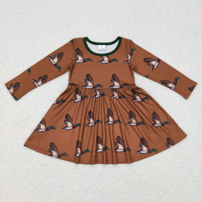 GLD0405 Mallard Brown Green Long Sleeve Dress Tunics Versatile functional