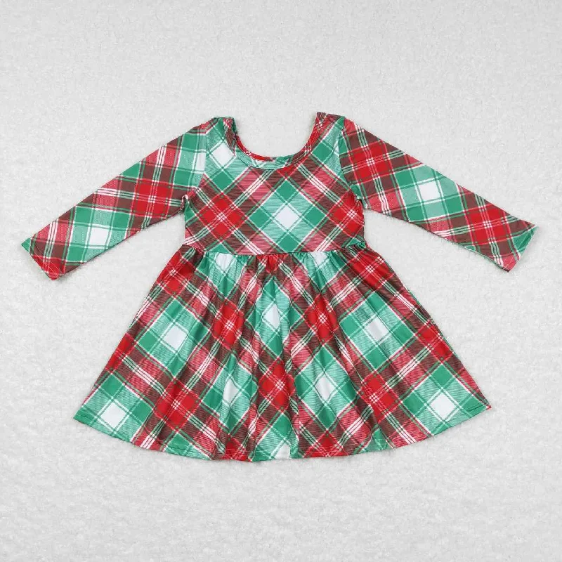 GLD0462 Red and green plaid long sleeve dress Tunics Luxurious high-end