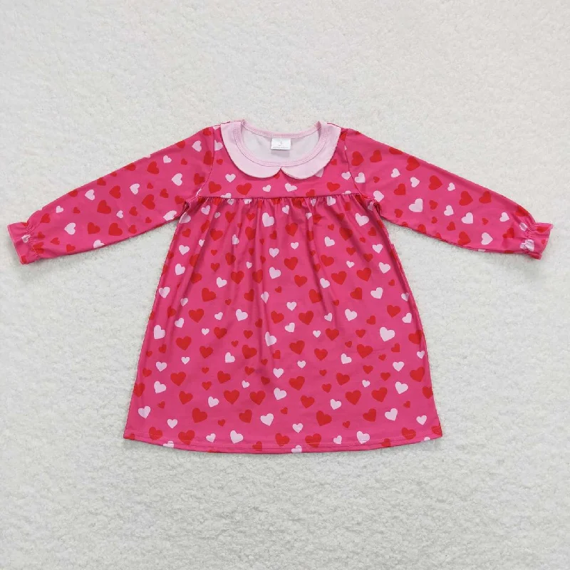 GLD0492 Love doll collar rose red long-sleeved dress Boat Neckline Classic