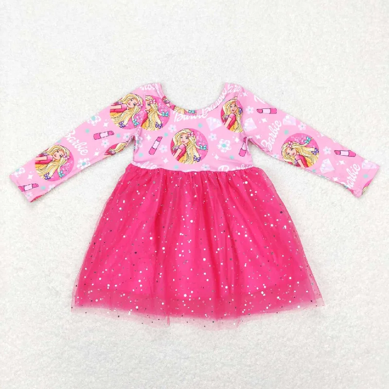 GLD0494 barbie diamond lipstick rose red tulle long sleeve dress Tunics Corduroy durable
