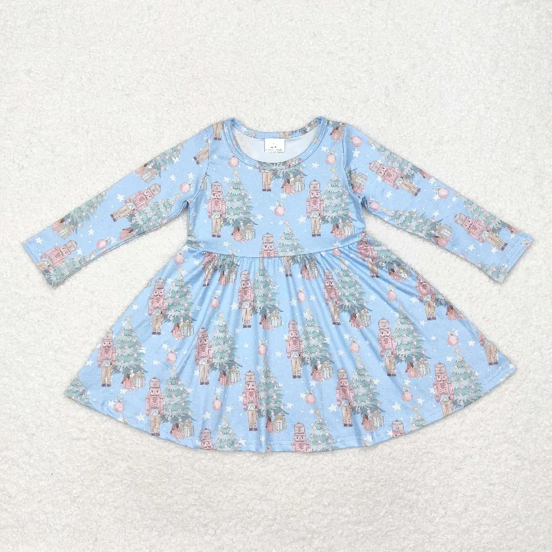 GLD0722 Christmas tree stars Blue long-sleeved dress Tunics Sale discount