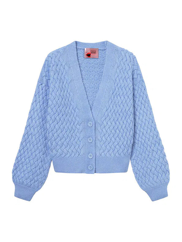 Heavenly Cardigan - Blue Denim Fabric Leather Fabric Suede Fabric