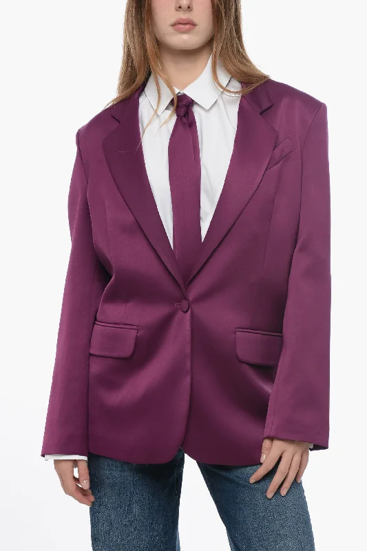 Hebe Studio Satin The Lover Blazer With Cordinated Tie 38 Italian Size Women's Denim Suit