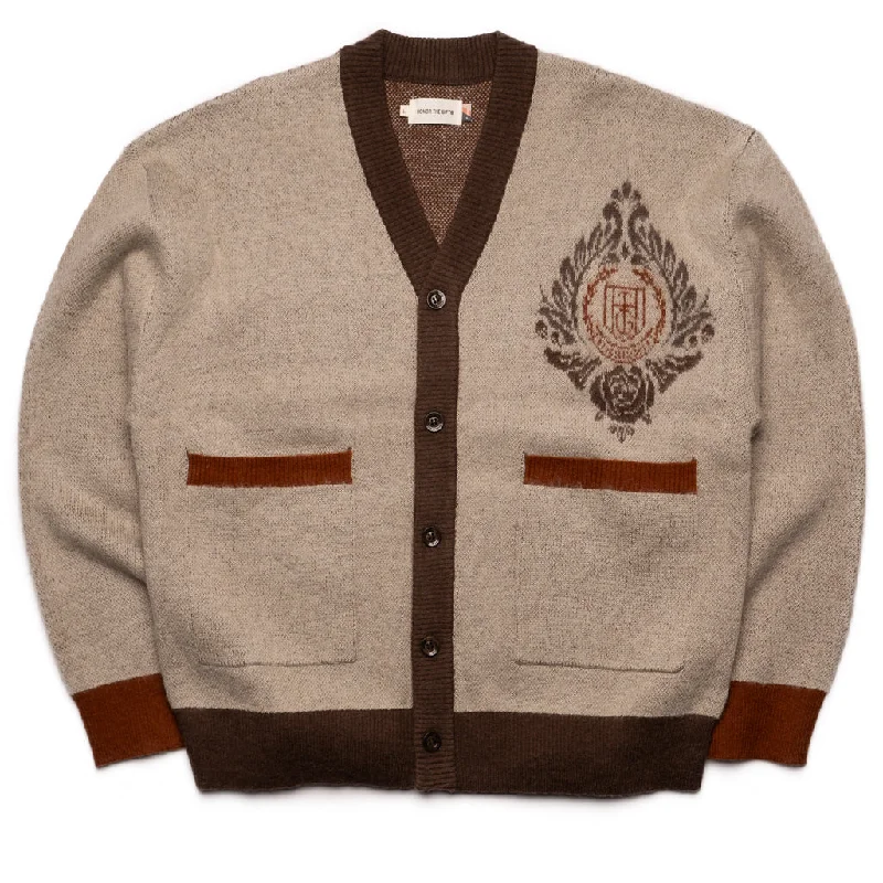 Honor The Gift Cardigan - Bone Houndstooth Herringbone Solid