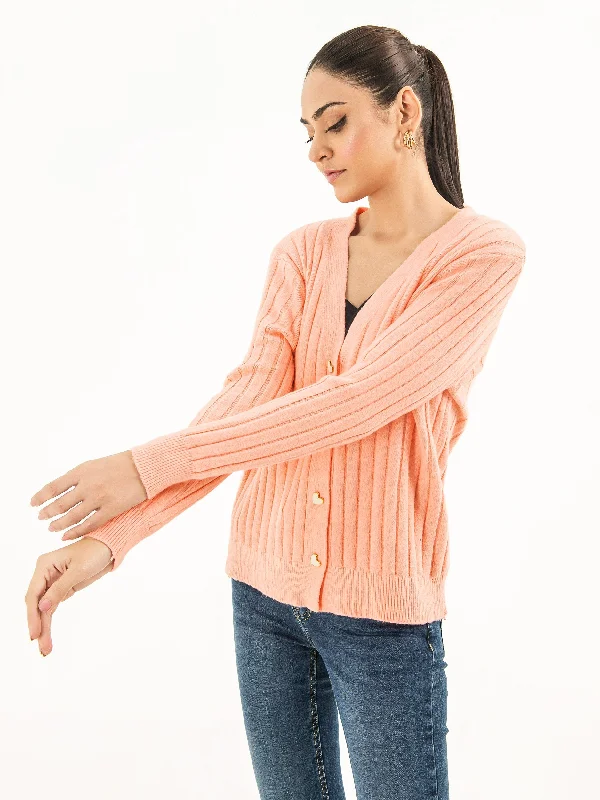 Ribbed Cardigan Handmade Hand-knitted Hand-woven