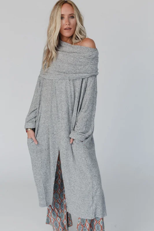 In Your Dreams Maxi Cardigan - Heather Gray Layered Multi-layer Single Layer