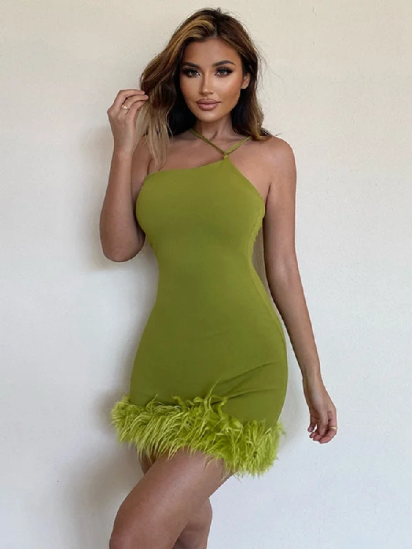 Inclined Shoulder Tassel Skinny Mini Dress For Women Robe Strapless Backless Sundress Ladies Club Party Sexy Dress Tunics Sophisticated sleek