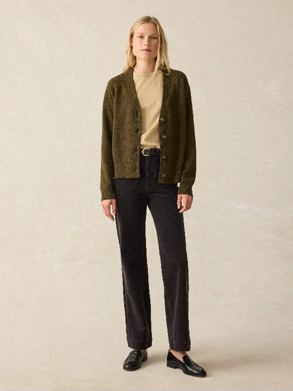 Jackson Cardigan - Olive Heather Print Jacquard Patchwork