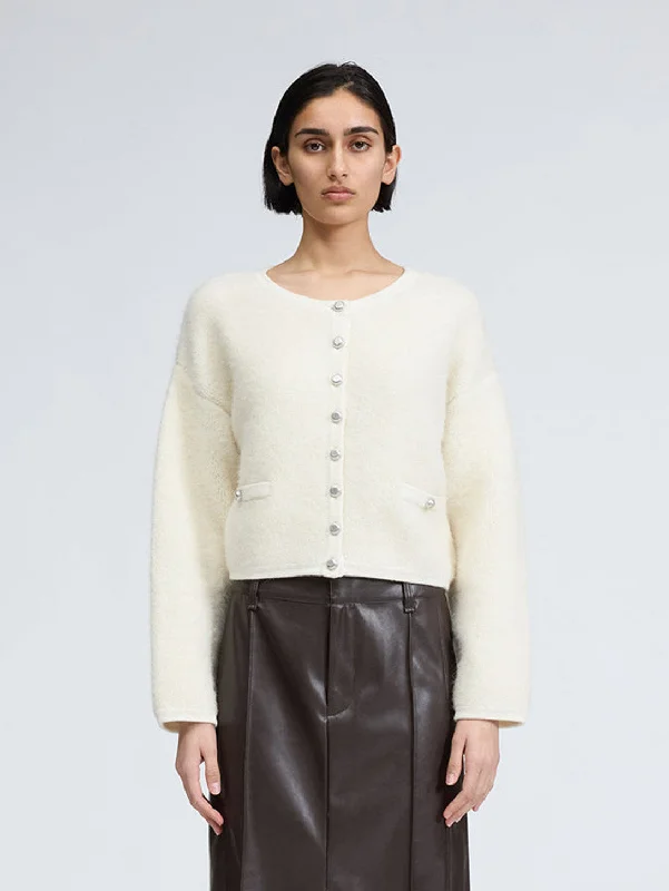 Kaia Boucle Cardigan - Ivory Anti-Pilling Anti-Shrink Durable