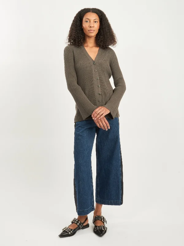 Coal Column Cardigan Seamless Knitted Crochet