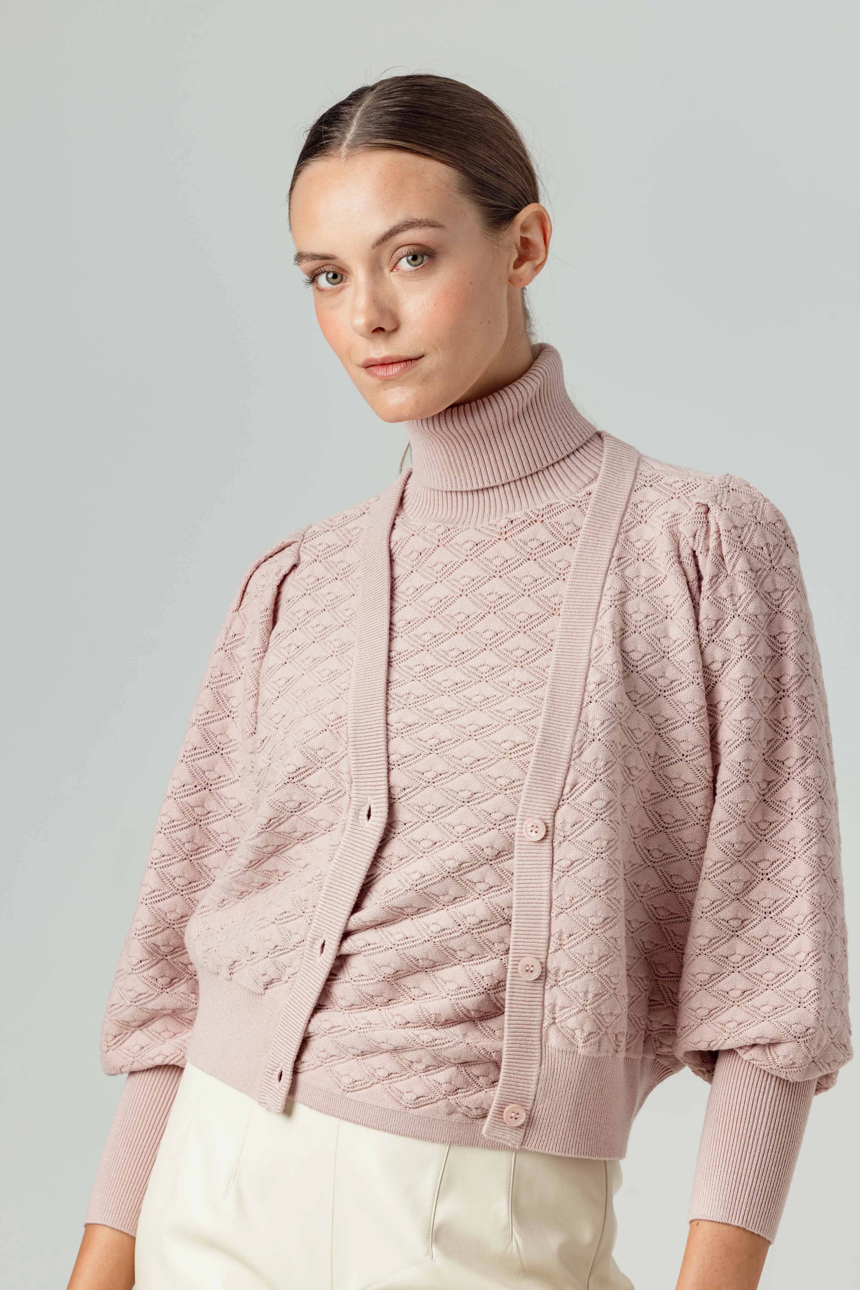 Lavinia Cardigan Herringbone Houndstooth Plaid