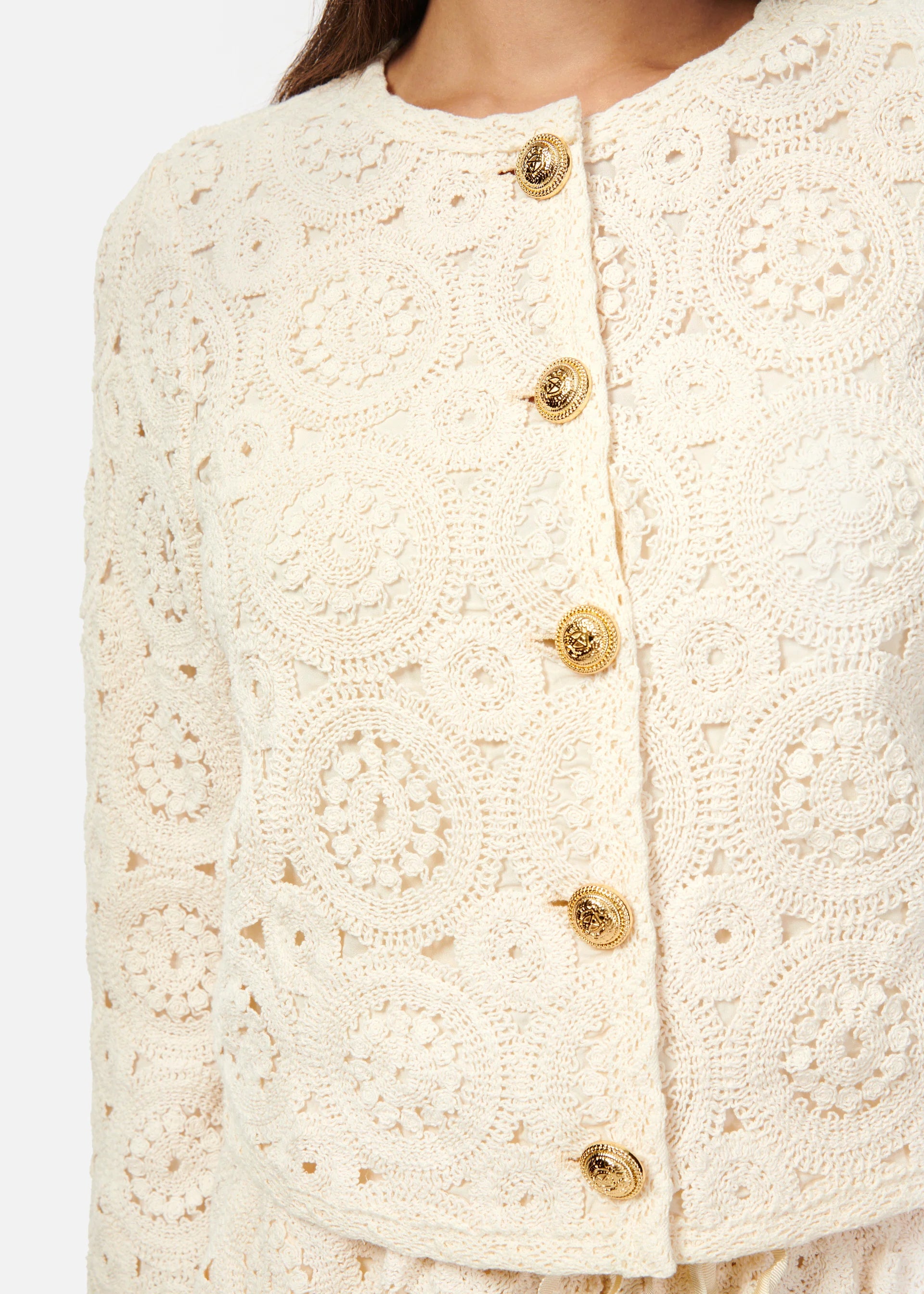 Ligia Crochet Cardigan Polka Dot Checkered Tartan