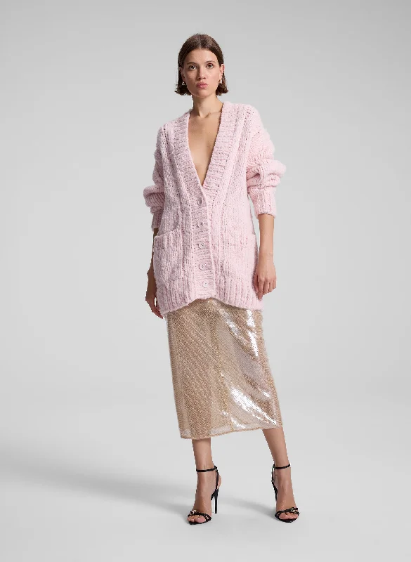 Lou Cashmere Silk Oversized Cardigan Cashmere Blend Cotton Blend Poly Blend
