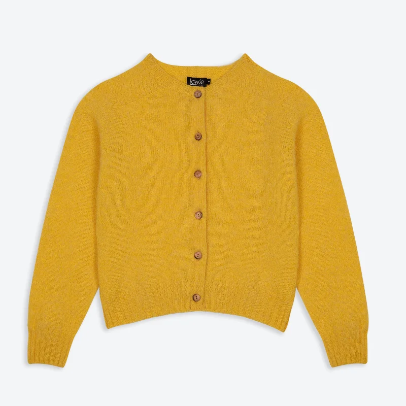 Lowie Sunflower Brushed Boxy Cardigan Denim Fabric Leather Fabric Suede Fabric