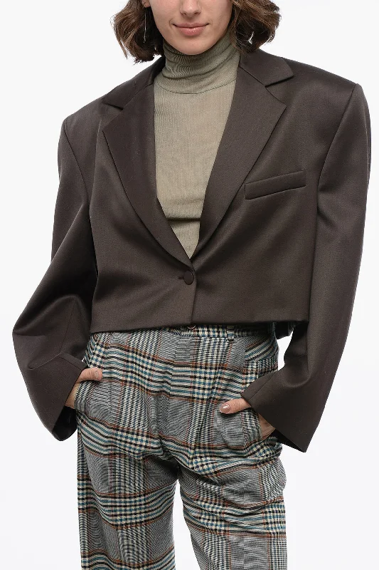 Magda Butrym Cool Wool Cropped Blazer With Oversized Fit 38 Italian Size Women's Handmade Blazer