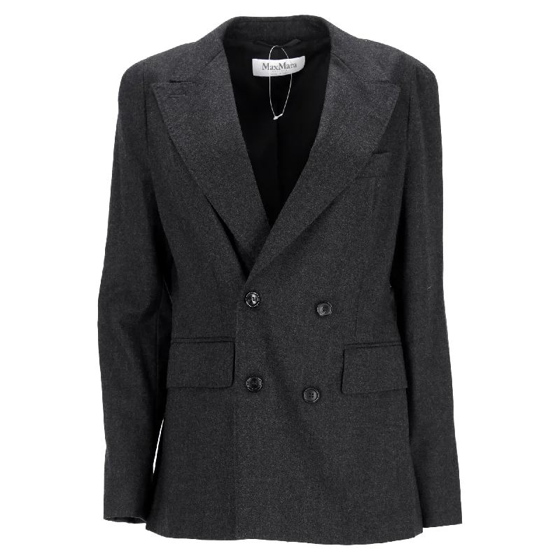 Max Mara Oblio Double-Breasted Blazer in Grey Wool Women's Casual Suit