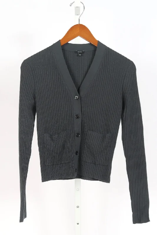 Merino Rib Cardigan - Slate Seamless Knitted Crochet