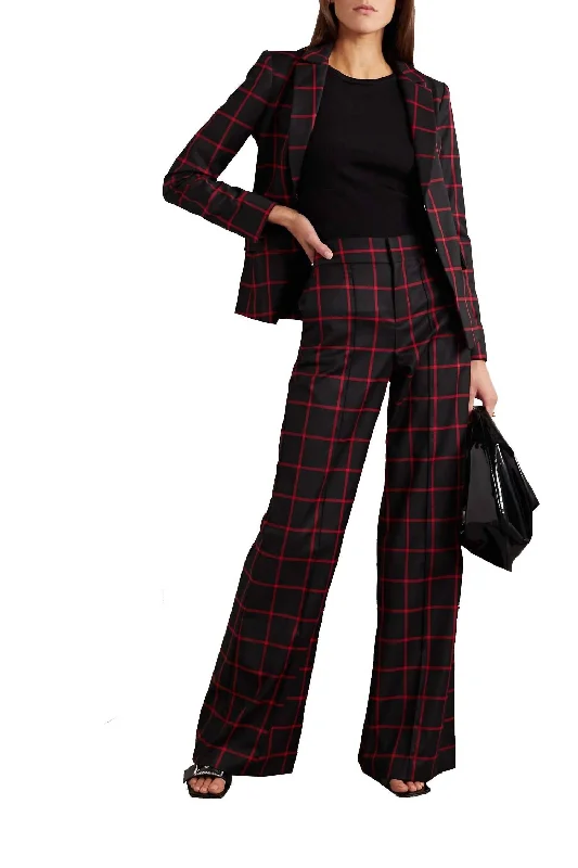 Mya Notch Collar Twill Blazer In Black/perfect Ruby Women's Simple Jacket