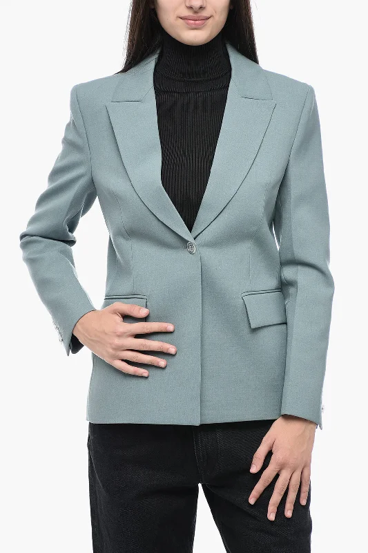 Off-White Formal Wool Blended Blazer With Waist Pleat 46 Italian Size Women's Daily Blazer