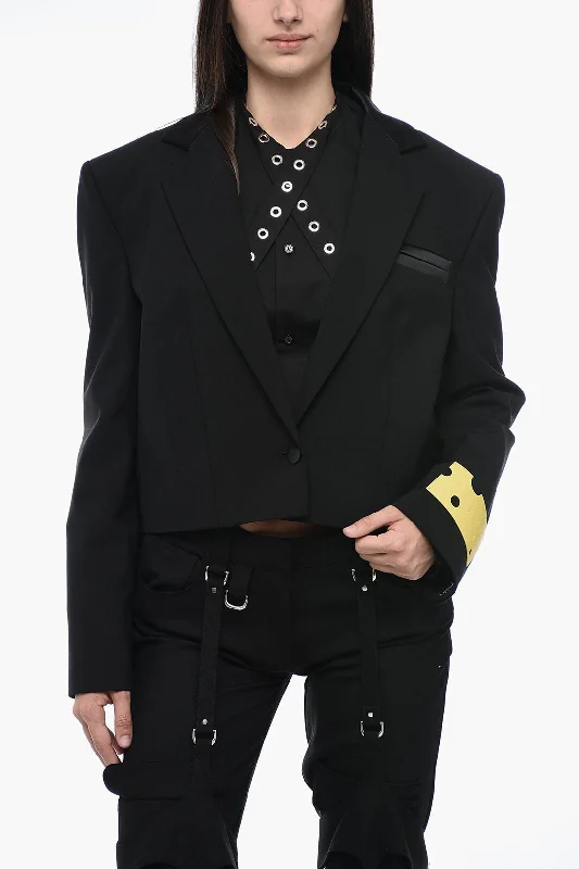 Off-White Seasonal Cropped Blazer With Satin Detail 36 Italian Size Women's Travel Jacket