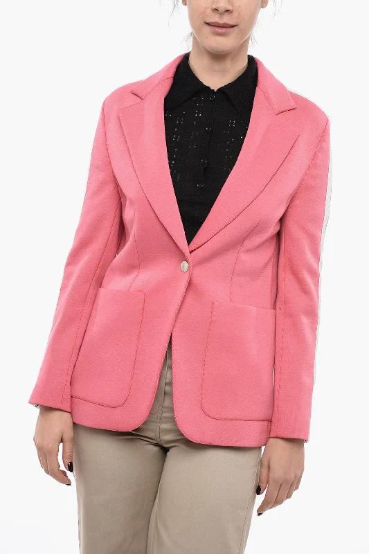 Palm Angels Half-Lined Track Blazer With Contrasting Blazer 42 Italian Size Women's Trendy Suit