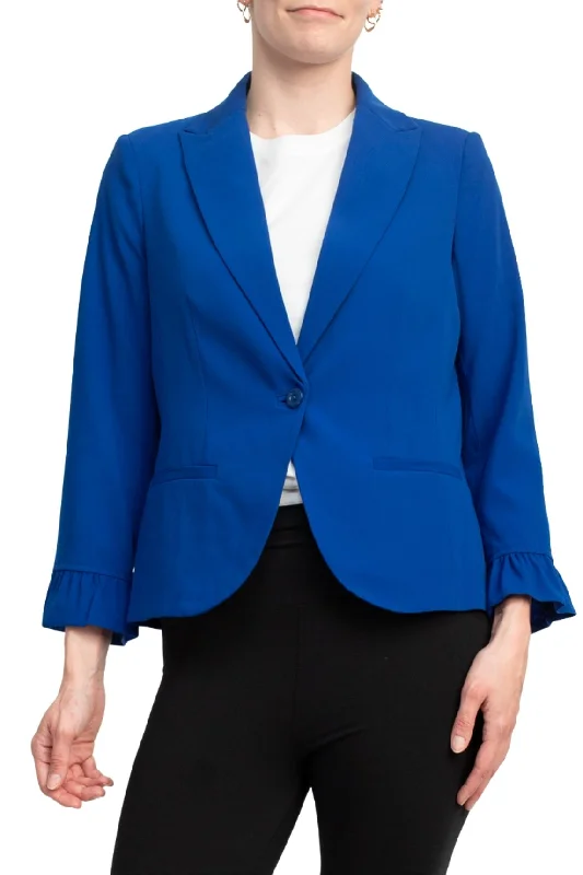Peace of Cloth one button ruffle sleeve blazer Women's Vintage Jacket