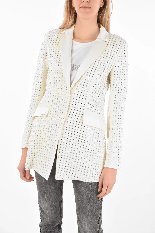 Philipp Plein Couture Blazer Crystal With All-Over Rhinestones S Standard Size Women's Elegant Blazer