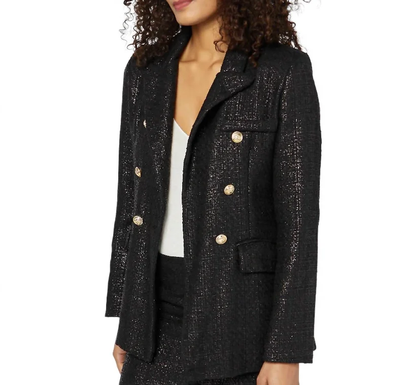 Presley Tweed Blazer In Black/gold High-End Women's Suit