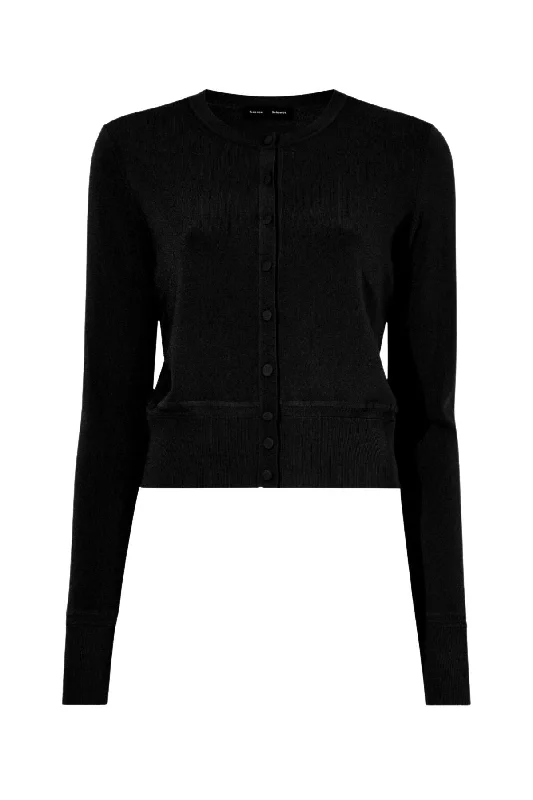 Proenza Schouler Silk Viscose Cardigan - Black Transparent Opaque Sheer