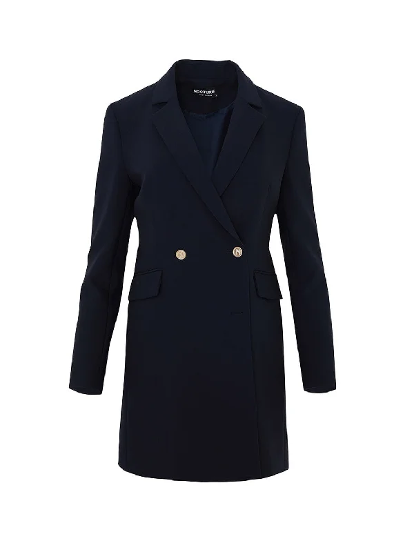 Shoulder Pad Double-Breasted Blazer Women's Daily Blazer