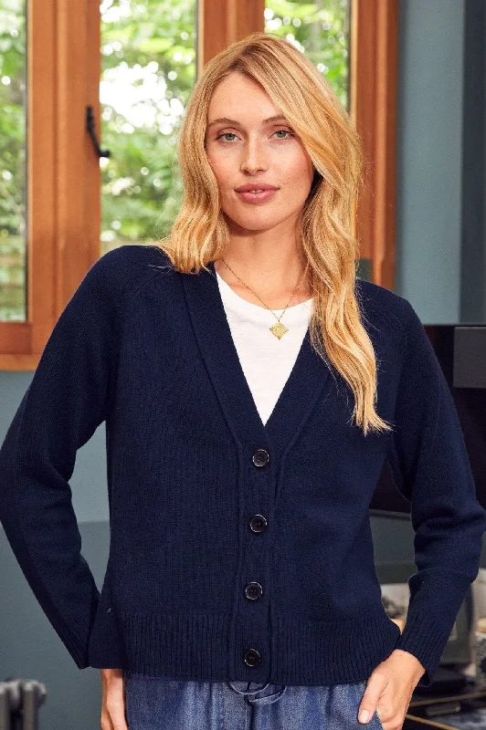 Merino Wool Swing Cardigan | Navy Lace Blend Ribbed Blend Corduroy Blend