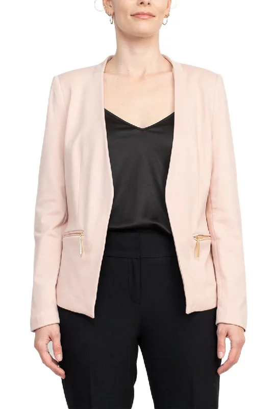 T Tahari Open Front Long Sleeve Zip Pocket Detail Blazer Women's Banquet Suit