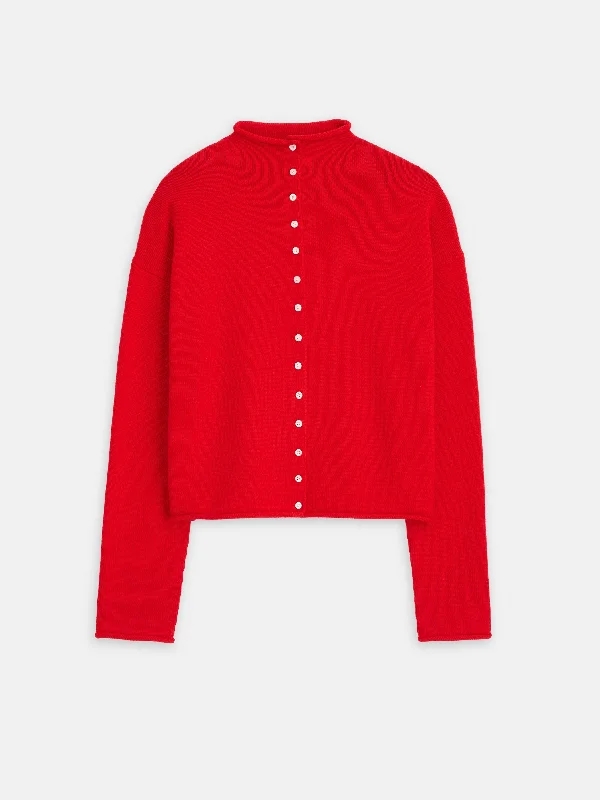 Taylor Rollneck Cardigan in Cotton Cashmere Plaid Cardigan Polka Dot Checkered