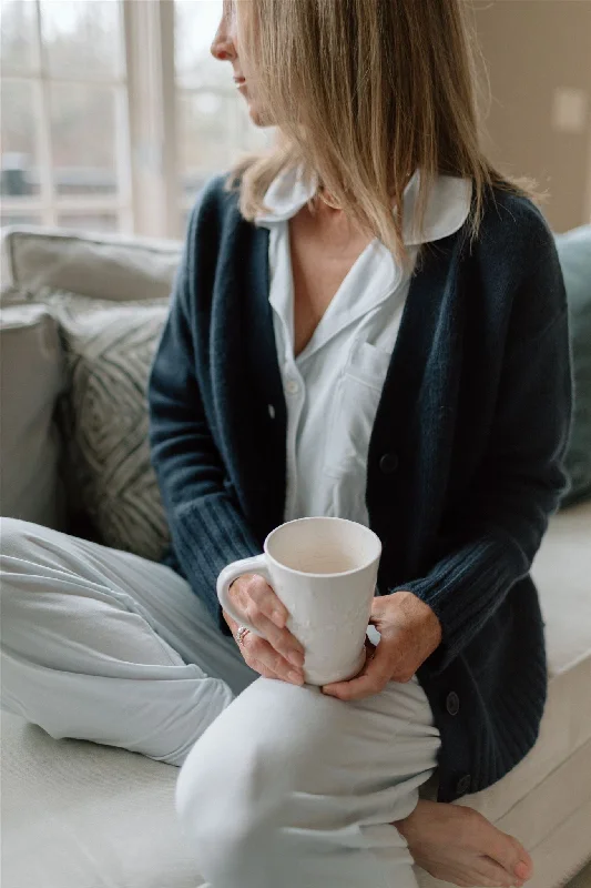 Tenlea Hunter - Cozy Cashmere Cardigan in Navy Collared Crew Neck Turtle Neck