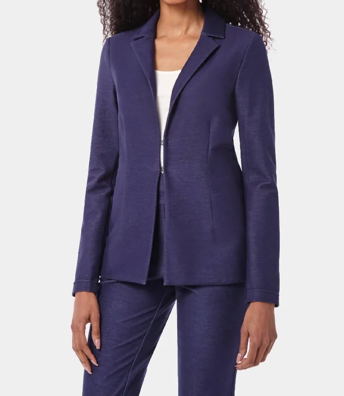 The Bellatrix Blazer In Medium Blue Wash Women's Travel Jacket