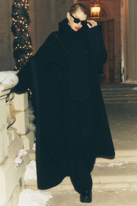 Courchevel Cashmere Long Cardigan - Black Cardigan Knitwear Sweater