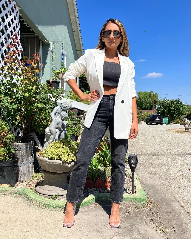 White Oversized Chic Blazer Women's Long Blazer