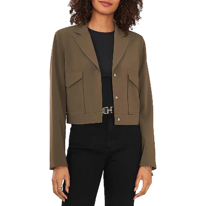 Womens Notch Collar Cropped Two-Button Blazer Women's Boutique Jacket