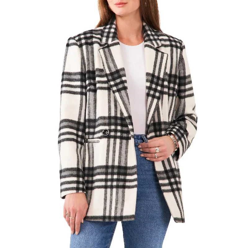 Womens Plaid Notch Collar Double-Breasted Blazer Women's Custom Suit