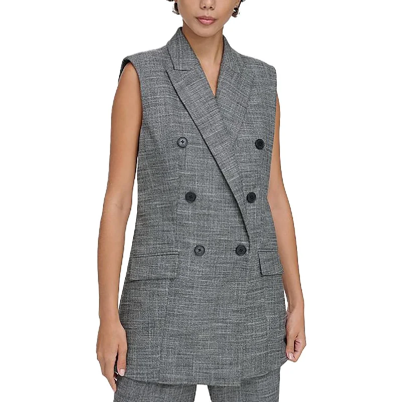 Womens Slub Business Double-Breasted Blazer Women's Custom Jacket