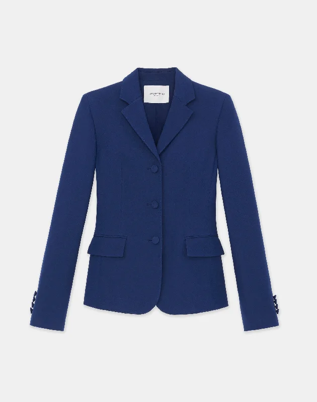 Wool-Silk Crepe Three-Button Academy Blazer Women's Elegant Blazer