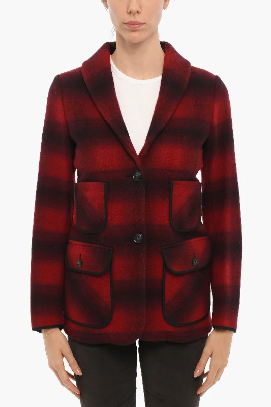 Woolrich Buffalo Shaded Checked Railroad Blazer S Standard Size Women's Trendy Jacket